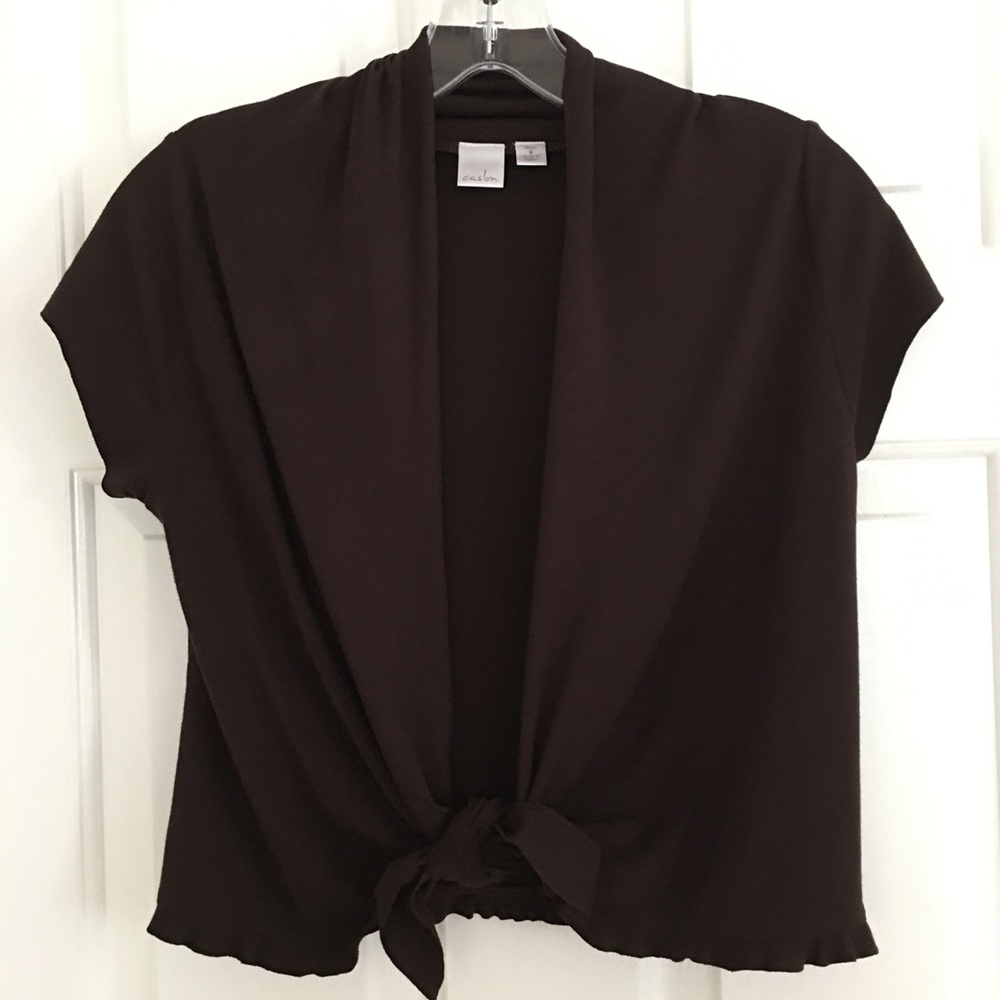 Nordstrom Caslon Shawl Top Chocolate Brown Petite Small